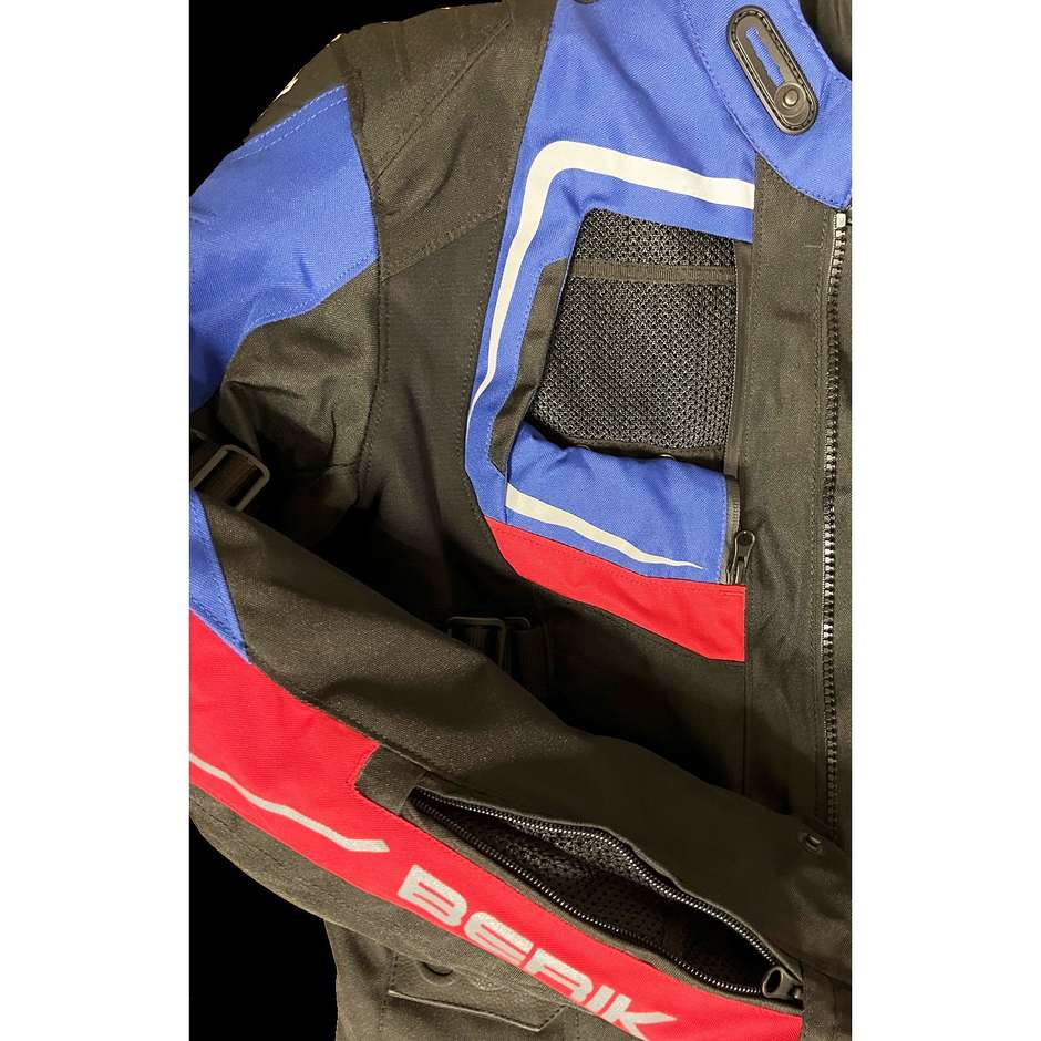 Motorcycle Jacket in Berik 2.0 Technical Fabric NJ-193328 Safari Pro Black Blue