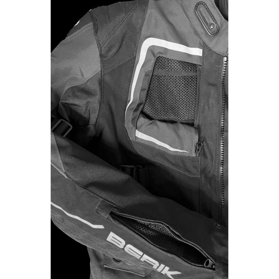 Motorcycle Jacket in Berik 2.0 Technical Fabric NJ-193328 Safari Pro Black Gray