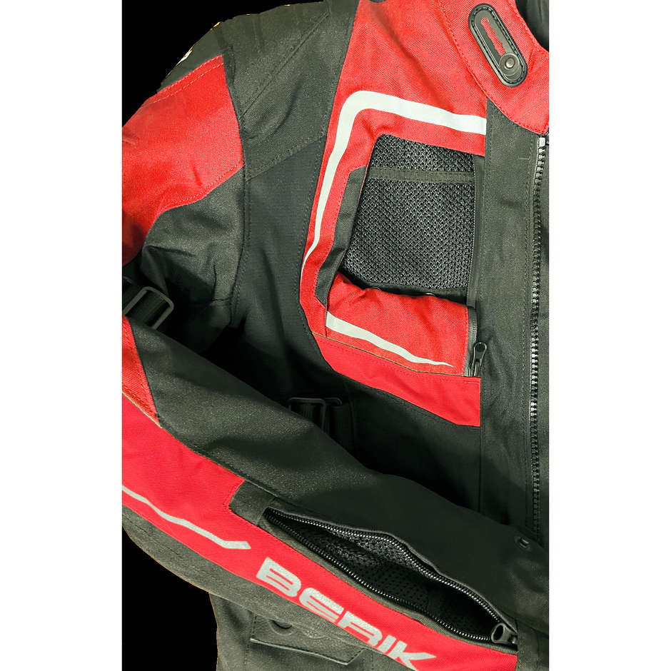 Motorcycle Jacket in Berik 2.0 Technical Fabric NJ-193328 Safari Pro Black Red