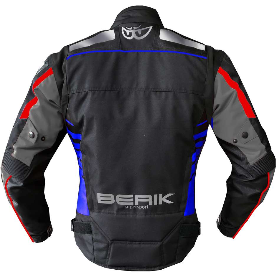 Motorcycle Jacket in Berik 2.0 Technical Fabric NJ-193329 CE WP Black Blue Red