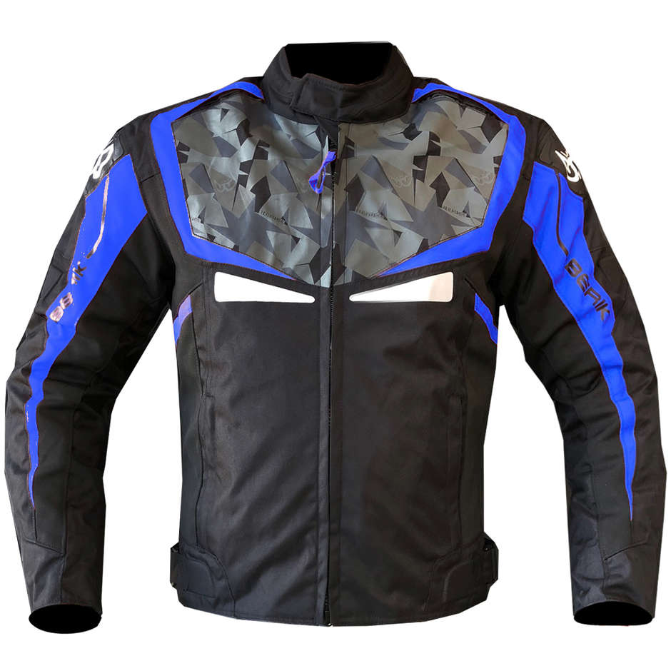 Motorcycle Jacket in Berik 2.0 Technical Fabric NJ-203302 WP Supersonik Camouflage Black Blue