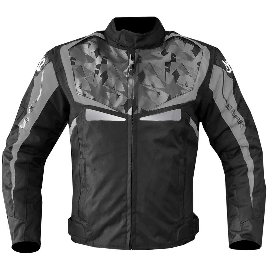 Motorcycle Jacket in Berik 2.0 Technical Fabric NJ-203302 WP Supersonik Camouflage Black Gray