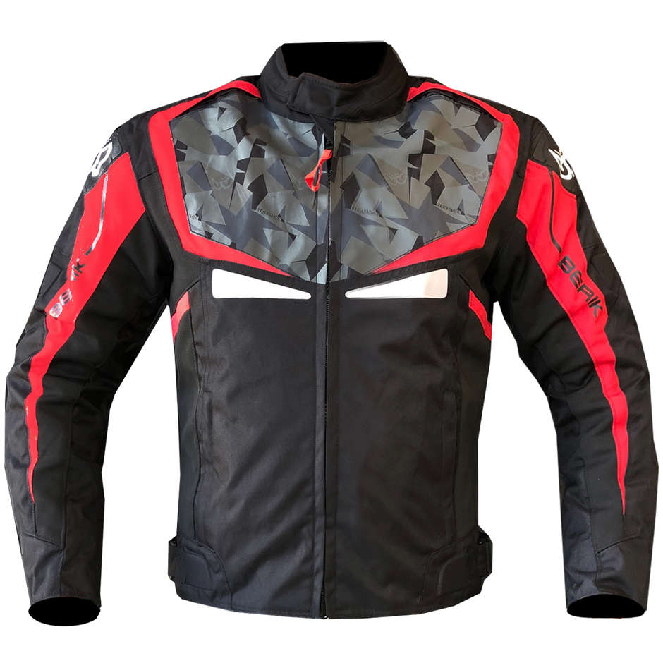 Motorcycle Jacket in Berik 2.0 Technical Fabric NJ-203302 WP Supersonik Camouflage Black Red