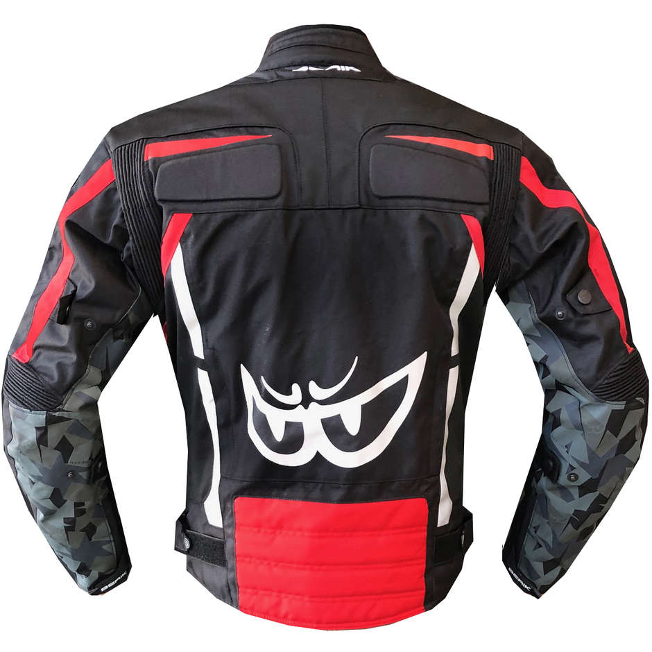 Motorcycle Jacket in Berik 2.0 Technical Fabric NJ-203302 WP Supersonik Camouflage Black Red