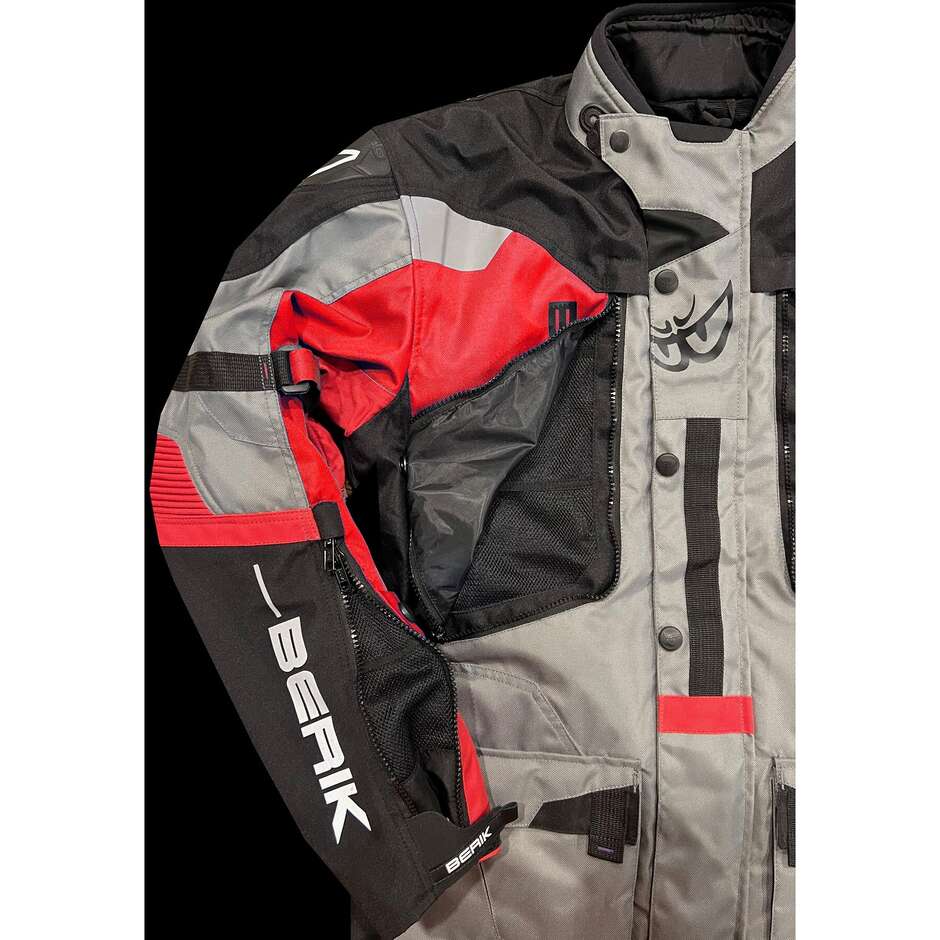 Motorcycle Jacket in Berik 2.0 Technical Fabric NJ-203328 Adventure Touring Black White Red