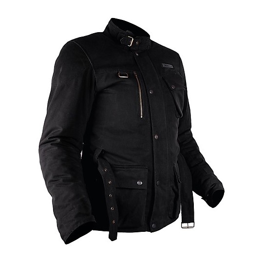 Motorcycle Jacket in Black Fabric Overlap Graham