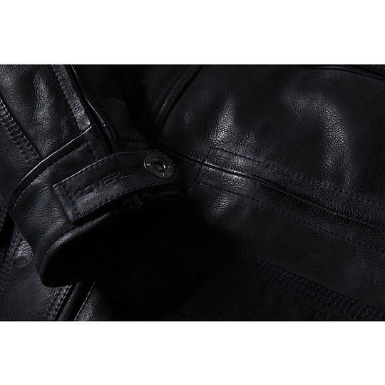 Motorcycle Jacket in Certified Leather Overlap MAVERICK Midnight