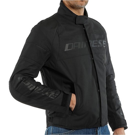Motorcycle Jacket In Dainese Fabric SAETTA D-DRY Black