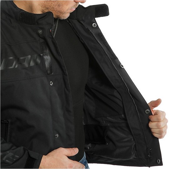 Motorcycle Jacket In Dainese Fabric SAETTA D-DRY Black