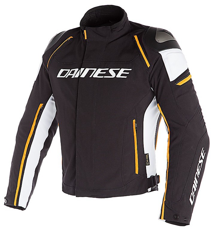 Motorcycle Jacket In Dainese RACING 3 D-Dry Fabric Black White