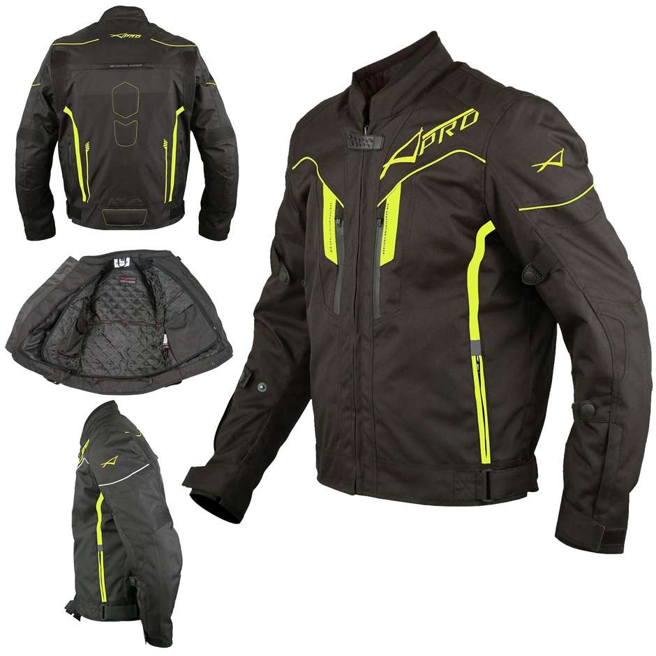 Motorcycle Jacket In Fabric A-Pro Sport BOOSTER Black Yellow