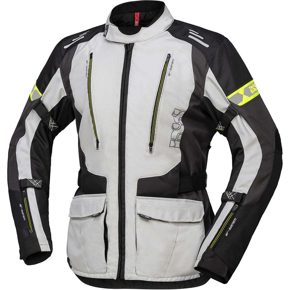 Motorcycle Jacket in Fabric Ixs LORIN-ST Gray Black Yellow Neon