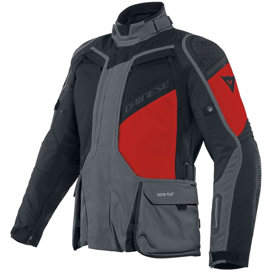 Motorcycle Jacket In Gore-Tex Dainese D-EXPLORER2 GTX Ebony Black Red
