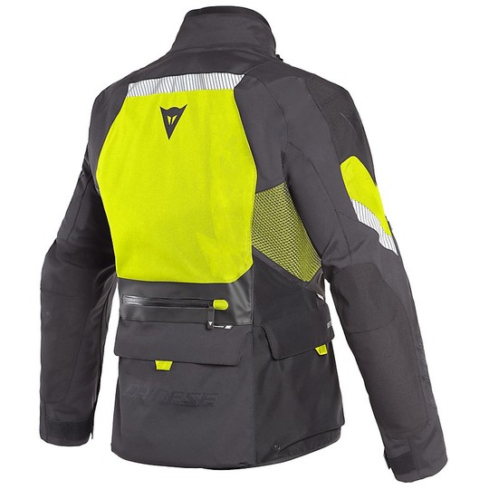 Motorcycle Jacket In GORE-TEX Fabric Dainese GRAN TURISMO GORE-TEX Black Yellow Fluo