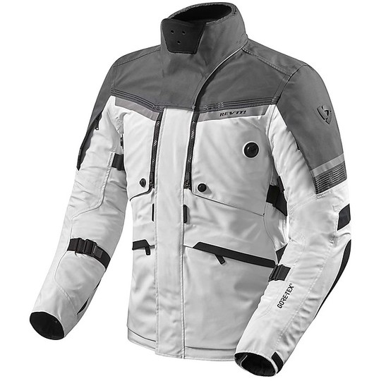 Motorcycle Jacket In Gore-Tex Fabric Rev'it POSEIDON 2 GTX Silver Anthracite