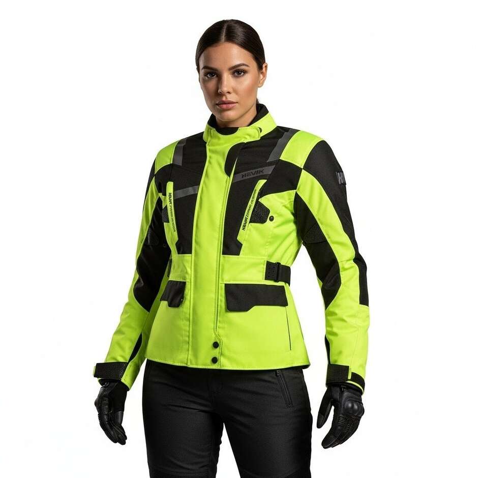 Motorcycle Jacket In Hevik Touring Fabric STELVIO LIMITED Lady Triple Layer Yellow Black