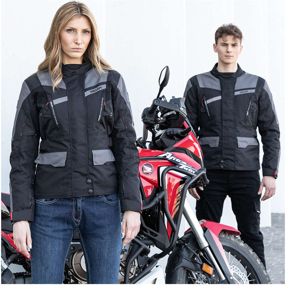 Motorcycle Jacket In Hevik Touring STELVIO LIGHT Black Gray Fabric