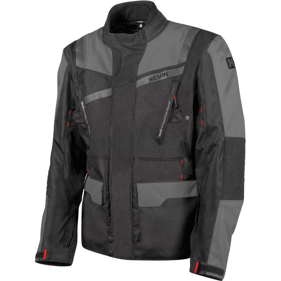 Motorcycle Jacket In Hevik Touring STELVIO LIGHT Black Gray Fabric