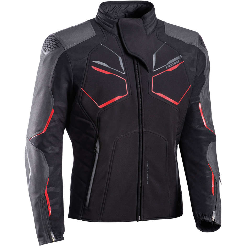 Motorcycle Jacket In Ixon CELL Black Gray Red Fabric