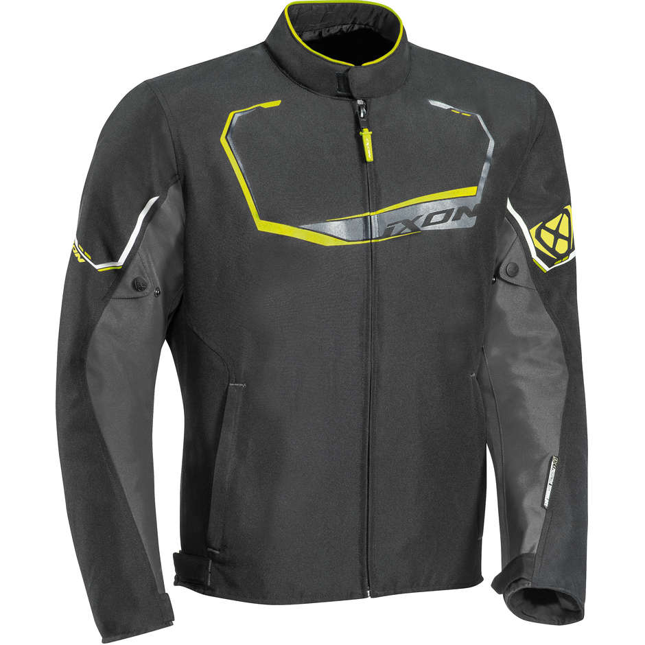 Motorcycle Jacket In Ixon Fabric CHALLENGE Black Gray Vivid Yellow