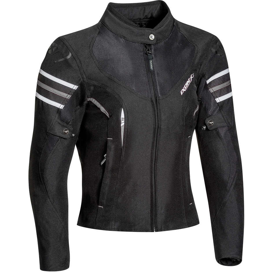 Motorcycle Jacket In Ixon Lady Fabric Ilana Pattern Black White
