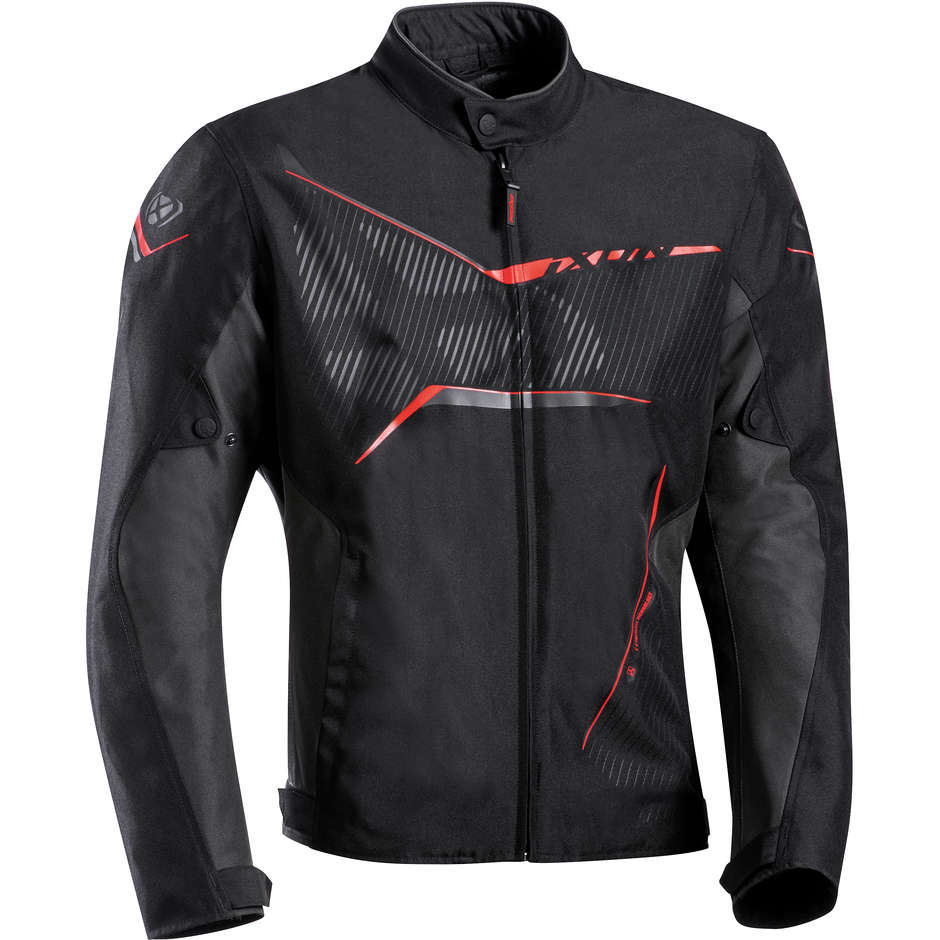 Motorcycle Jacket In Ixon SLASH Black Gray Red Fabric