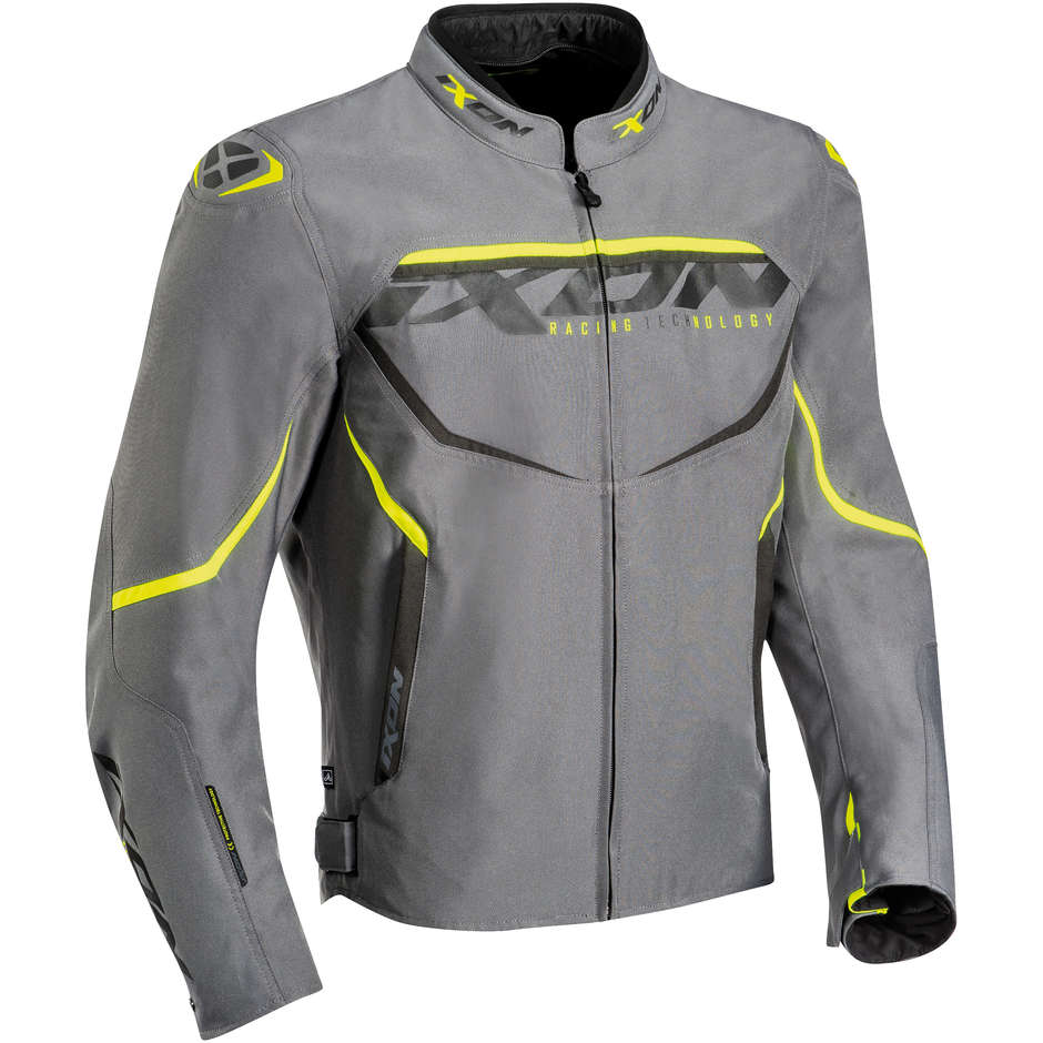 Motorcycle Jacket In Ixon SPRINTER Fabric Gray Yellow Vivo
