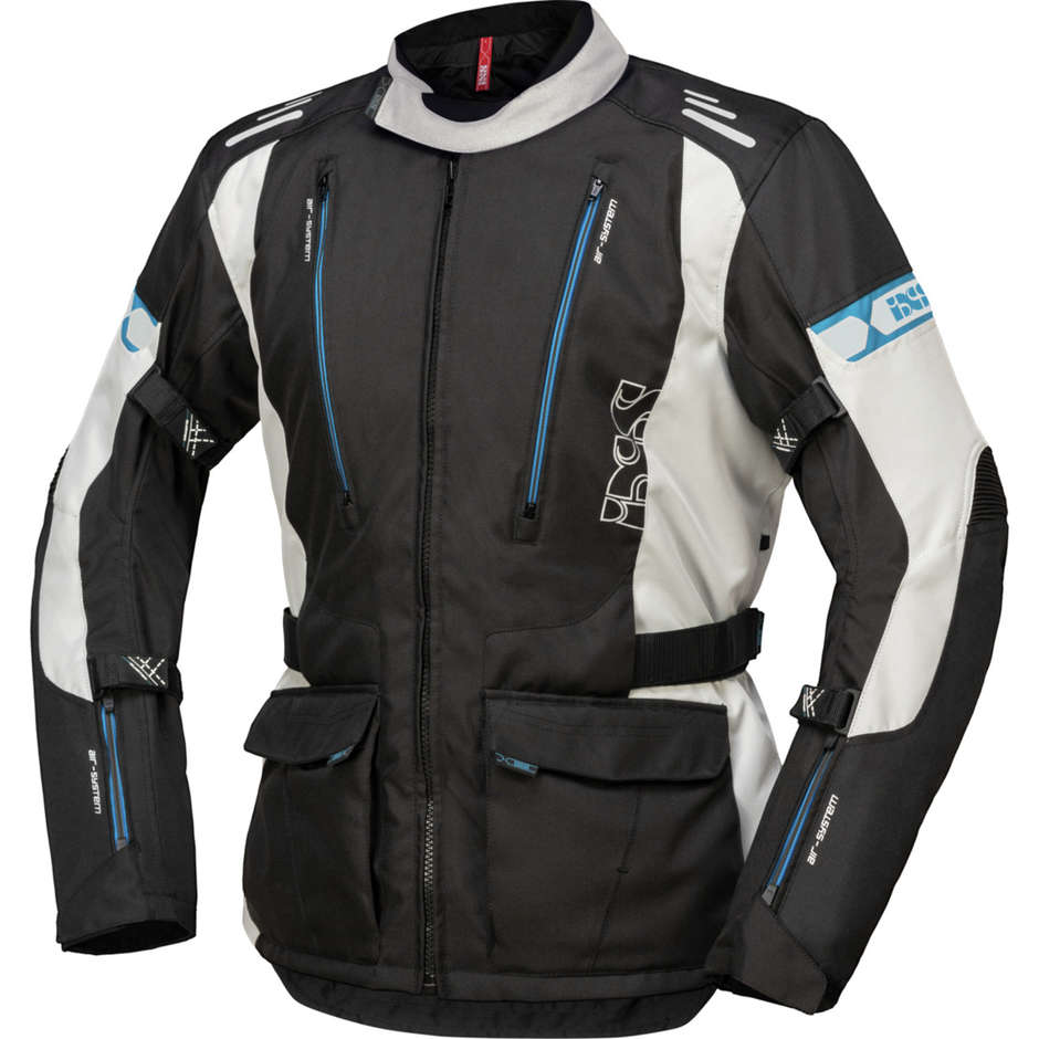 Motorcycle Jacket in Ixs LORIN-ST Black Girgio Blue Fabric