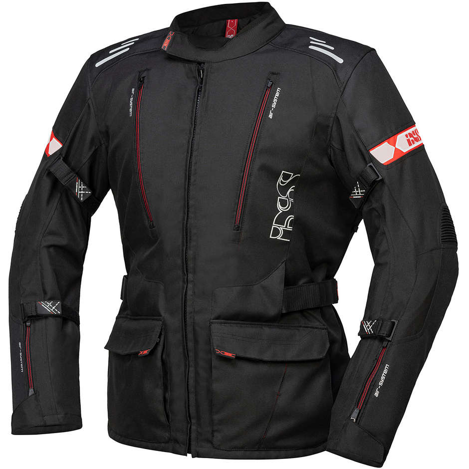 Motorcycle Jacket in Ixs LORIN-ST Black Red Fabric