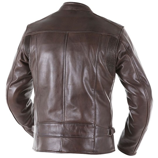 Motorcycle Jacket In Leather Custom Overlap RAINEY Brown