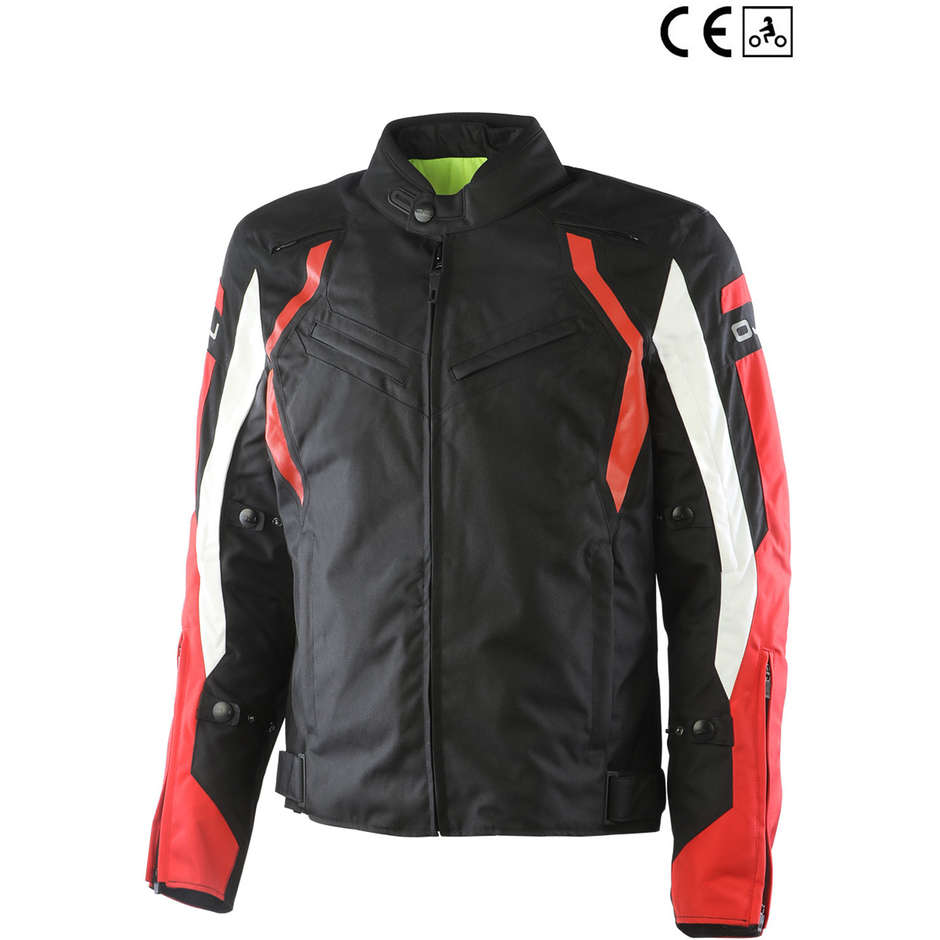 Motorcycle Jacket In Oj Fabric Atmosphere J218 ATTITUDE Black Red