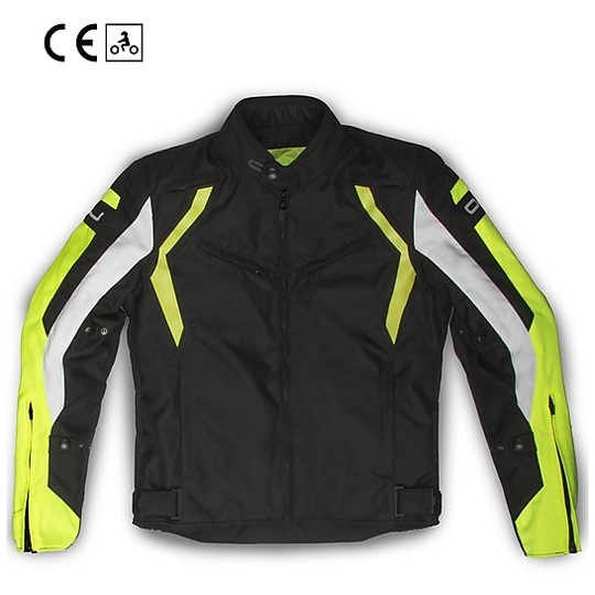 Motorcycle Jacket In Oj Fabric J218 ATTITUDE Atmosphere Black Yellow Fluo