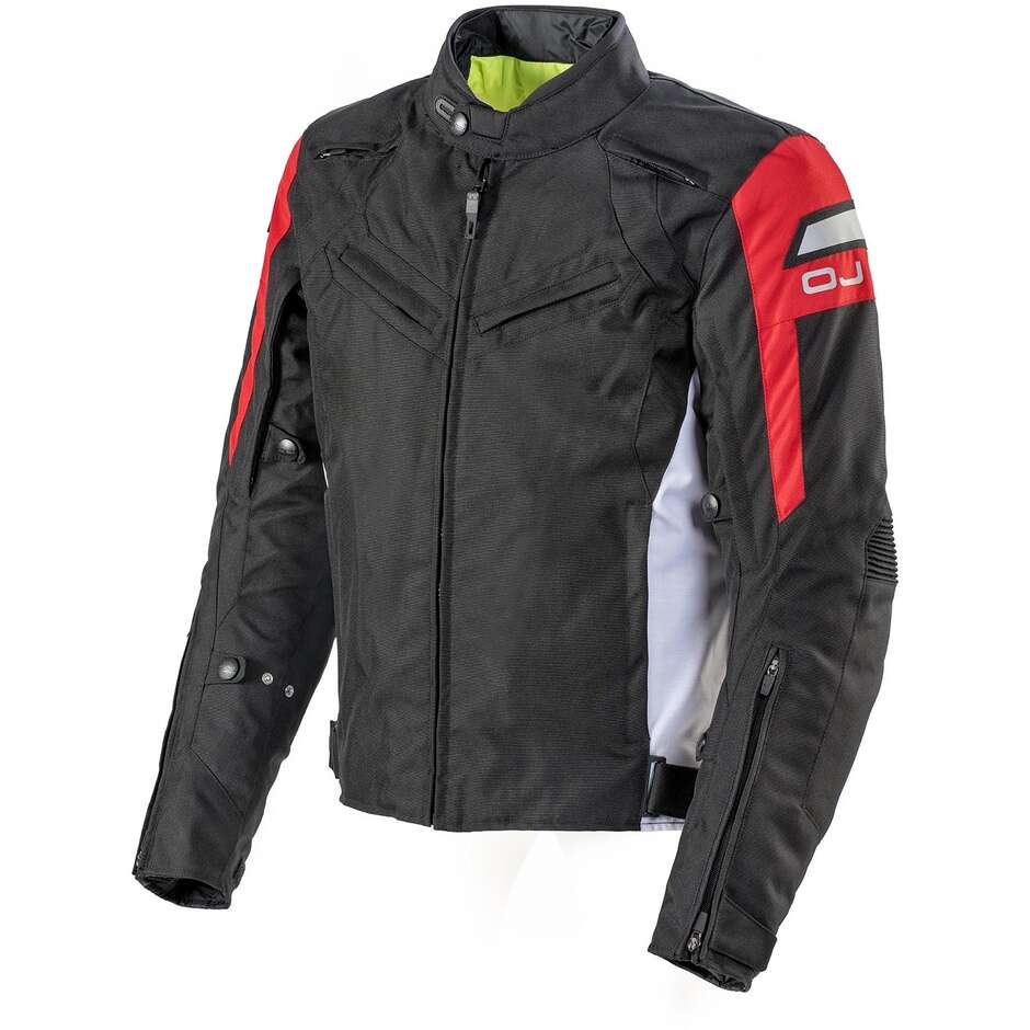 Motorcycle Jacket in OJ MOOD Black Red White Fabric