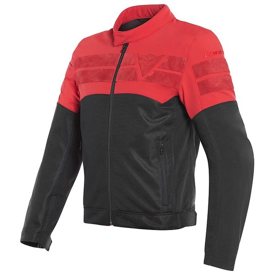 Motorcycle Jacket In Perforated Fabric Dainese AIR-TRACK TEX Black Red