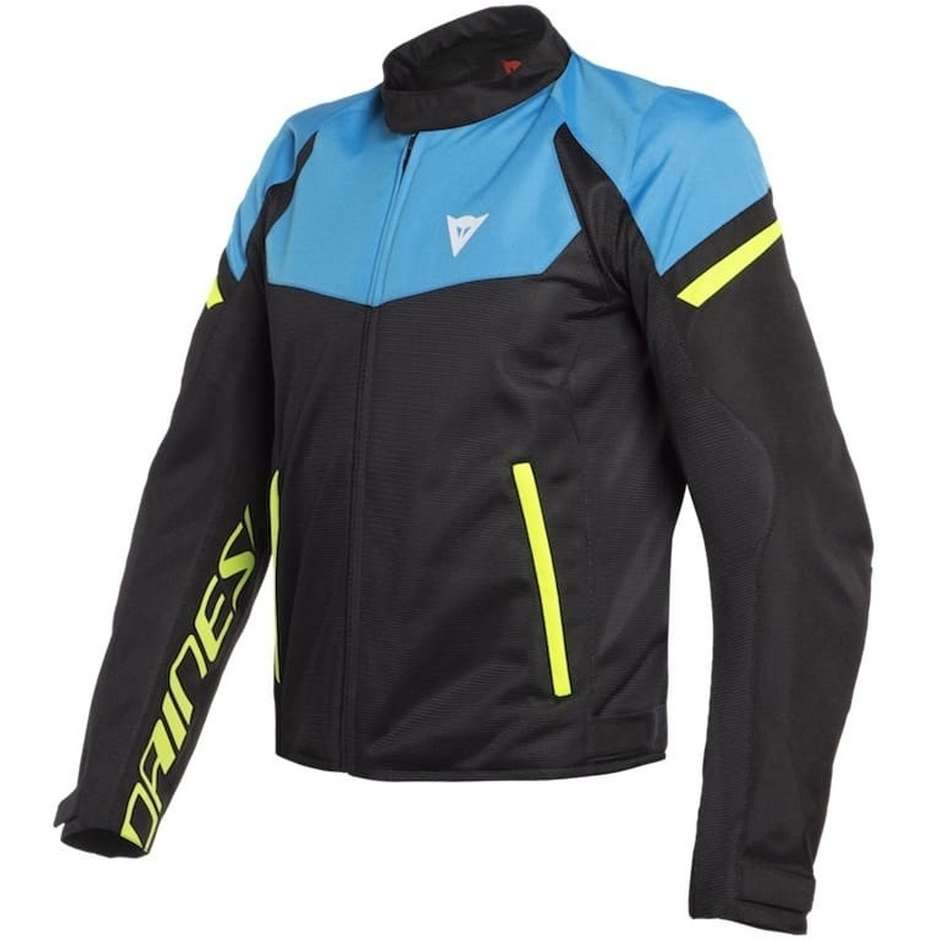 Motorcycle Jacket In Perforated Fabric Dainese BORA AIR TEX Black Blue Yellow Fluo