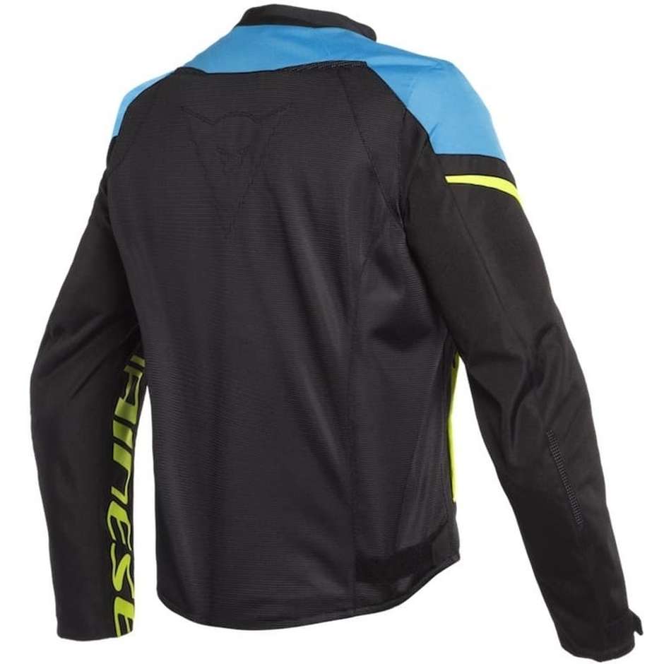 Motorcycle Jacket In Perforated Fabric Dainese BORA AIR TEX Black Blue Yellow Fluo