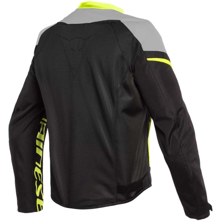 Motorcycle Jacket In Perforated Fabric Dainese BORA AIR TEX Black Magnesium Yellow Fluo