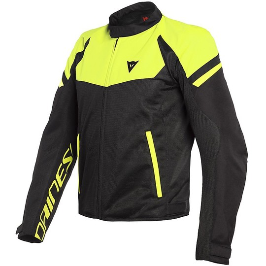 Motorcycle Jacket In Perforated Fabric Dainese BORA AIR TEX Black Yellow Fluo