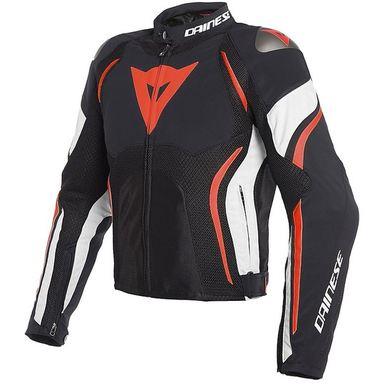 Motorcycle Jacket In Perforated Fabric Dainese ESTREMA AIR TEX Black White Red