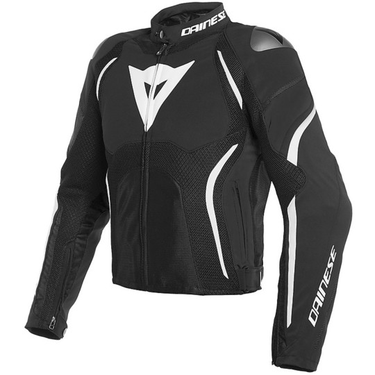 Motorcycle Jacket In Perforated Fabric Dainese ESTREMA AIR TEX Black White