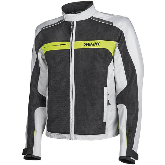Motorcycle Jacket In Perforated Fabric Hevik Urban Scirocco Black / White