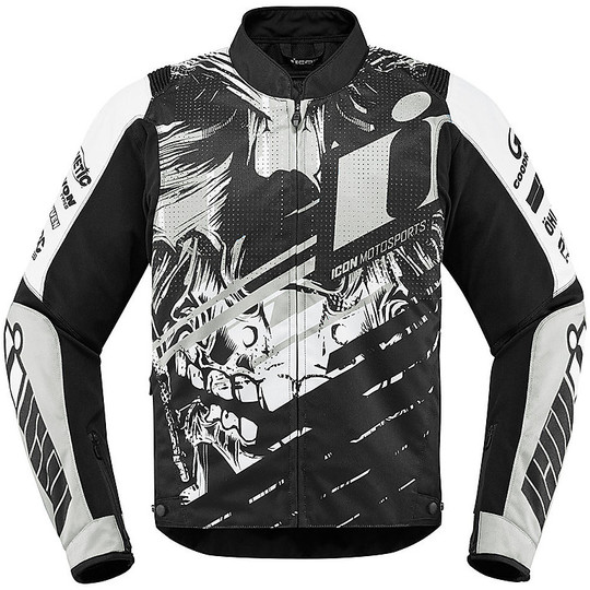 Motorcycle Jacket In Perforated Fabric Icon OVERLORD STIM White