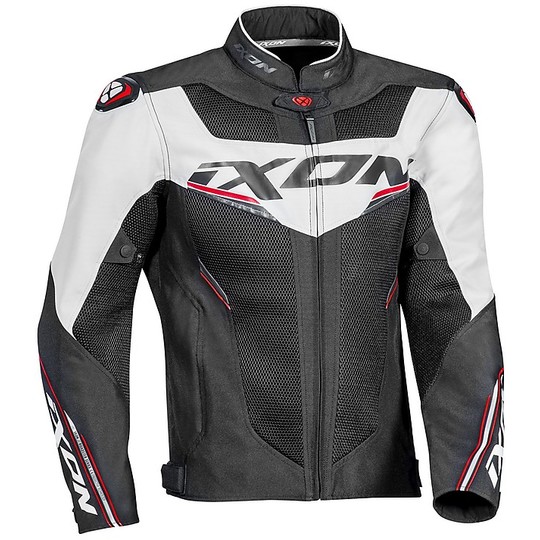 Motorcycle Jacket in Perforated Fabric Ixon DRACO Black Gray Red