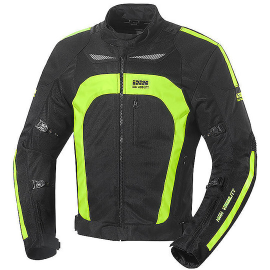Motorcycle Jacket in Perforated Fabric IXS Everton Black Yellow