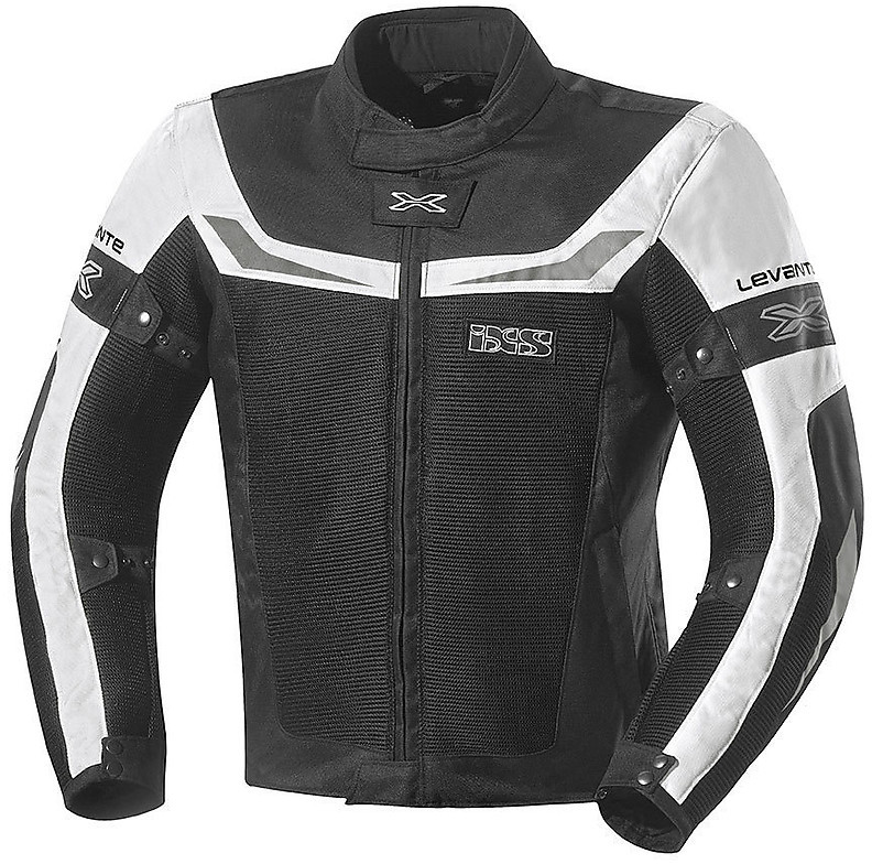 Motorcycle Jacket in Perforated Fabric IXS Levante Black White For