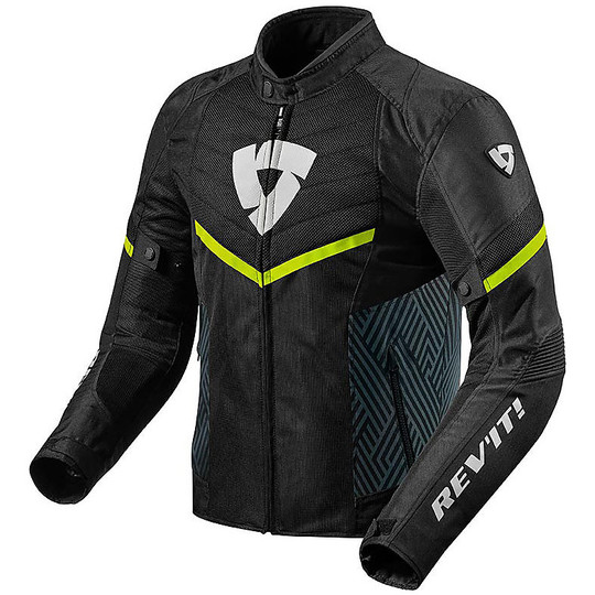 Motorcycle Jacket In Perforated Fabric Sports Rev'it ARC AIR Black Yellow Fluo