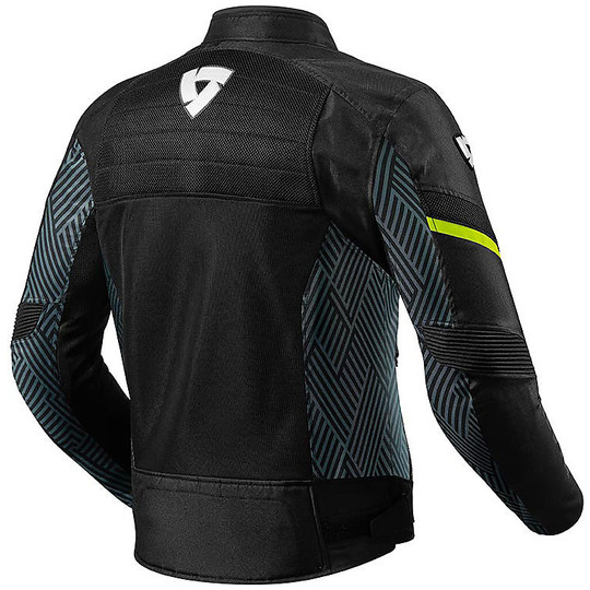 Motorcycle Jacket In Perforated Fabric Sports Rev'it ARC AIR Black Yellow Fluo