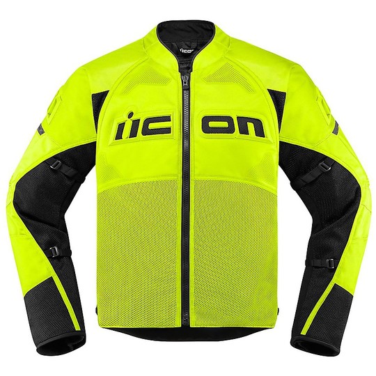 Motorcycle Jacket in Perforated Icon CONTRA 2 Yellow Fluo