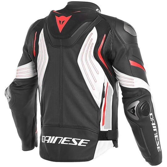 Motorcycle Jacket In Perforated Leather Dainese SUPER SPEED 3 Black Red