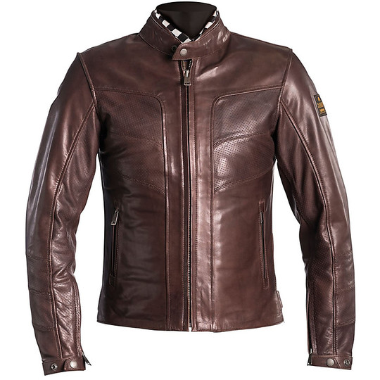 Motorcycle Jacket in Perforated Leather Helstons Model River Natural Camel